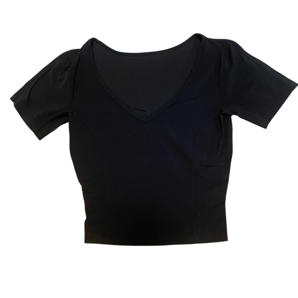Lululemon Black Scoop Neck short sleeve workout top - XS